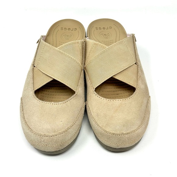 Crocs Edie Crossover Suede Slip On Mary Jane Mules Shoes Women Sz 9 - Picture 2 of 6